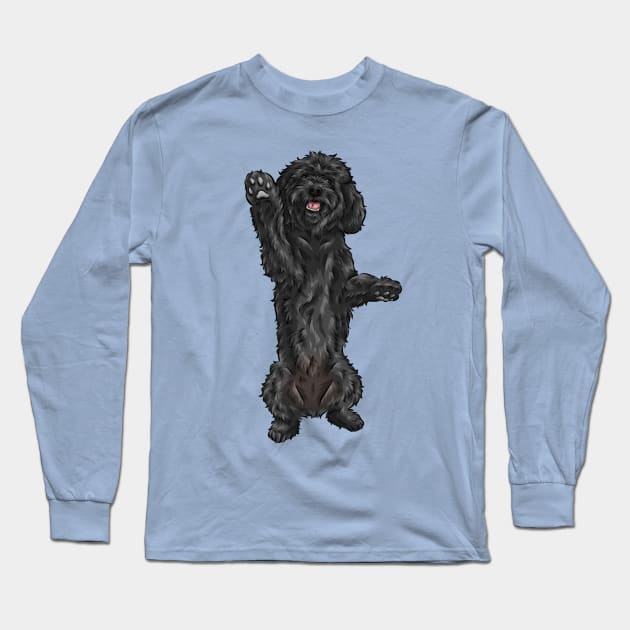 Cute Black Cockapoo Dog Long Sleeve T-Shirt by Shirin Illustration